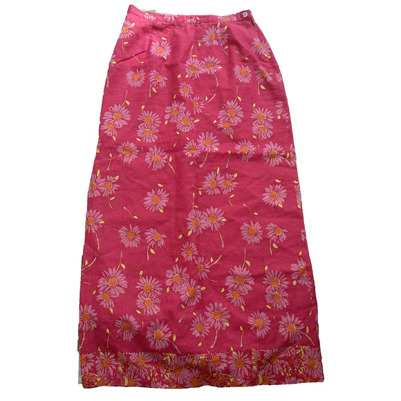 Lilly Pulitzer Dresses & Skirts - Vintage Lilly Pulitzer Skirt Flower Linen daisy Maxi Pink Size 8 A000467